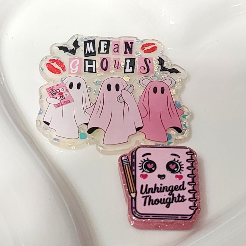 Ghosts Flatback Focal Bead Mean Ghouls Beaded Pen Badge Acrylic Beads Kawaii